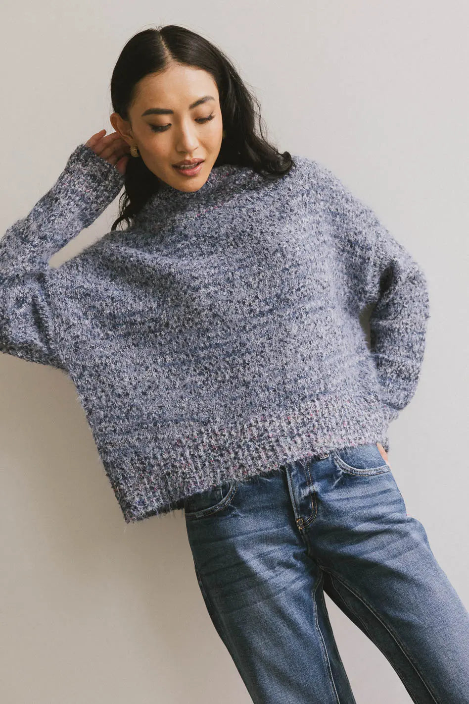 Carla Fuzzy Knit Sweater in Blue