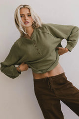 Kami Henley Top in Olive - FINAL SALE