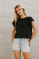 Myra Embroidered Blouse in Black - FINAL SALE