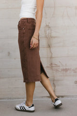 Jordan Denim Skirt in Brown - FINAL SALE