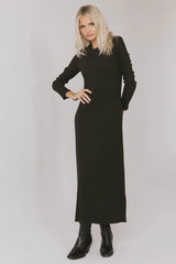 Lynette Ribbed Maxi Dress in Charcoal