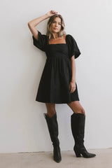 Dinah Pleated Mini Dress in Black