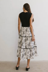 Cherney Tiered Floral Dress in Black