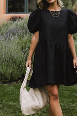 Maison Textured Mini Dress in Black