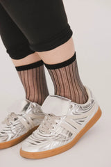 Sheer Striped Socks in Black