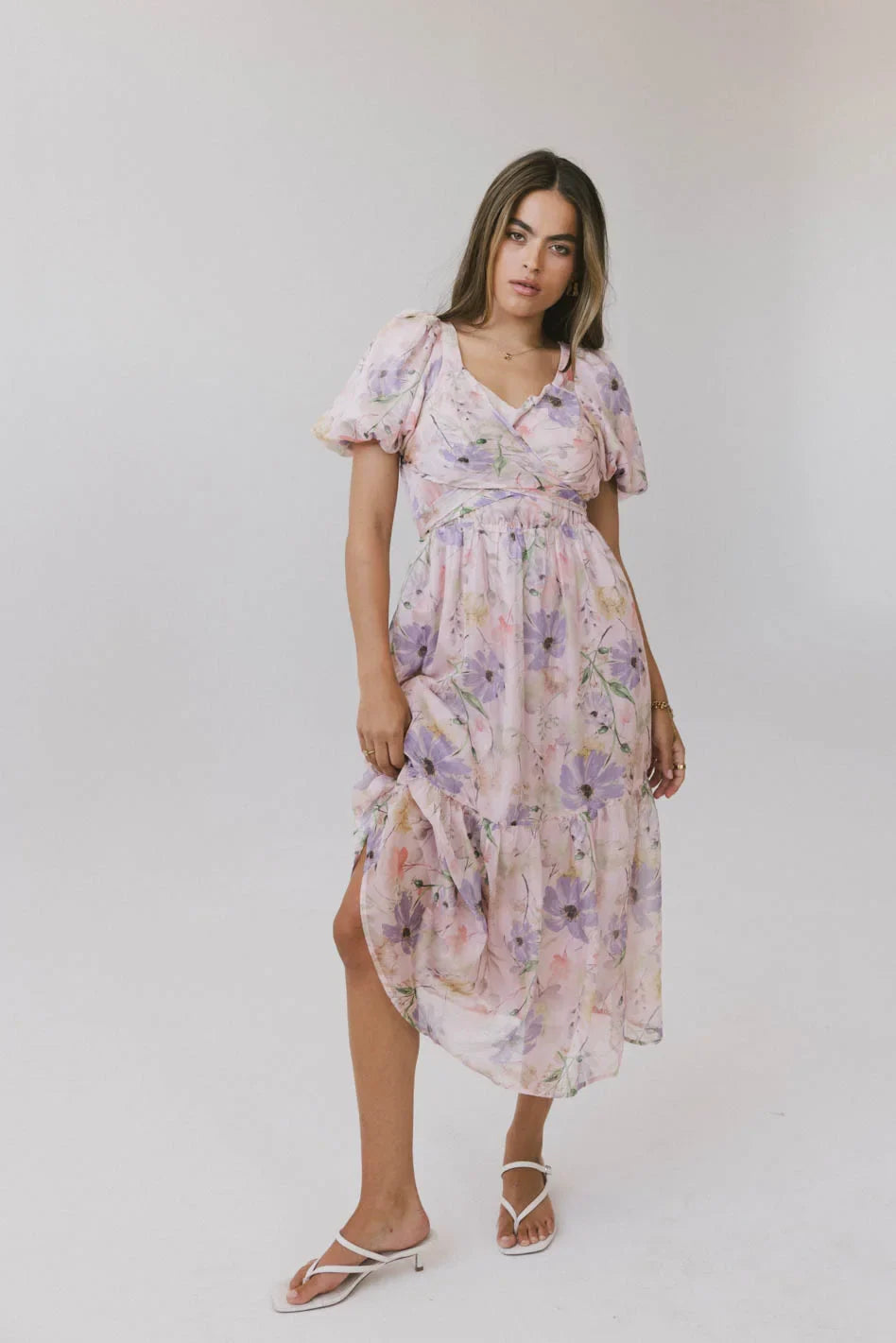 Angelique Floral Tie Dress in Pink