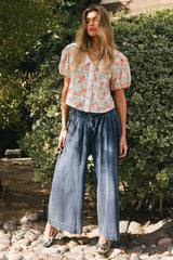 Melanie Wide Leg Pants in Dark Wash