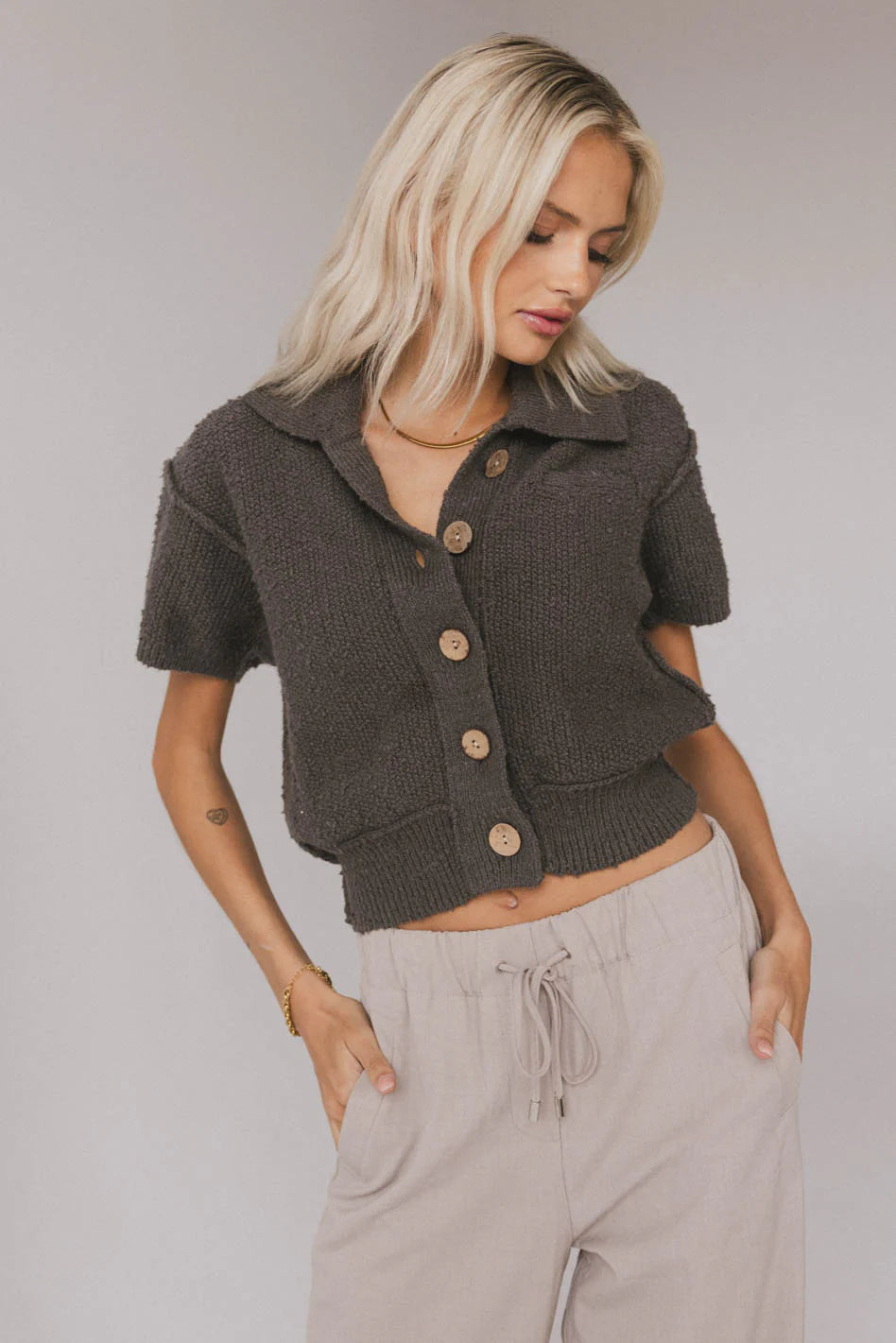 Hayes Knit Cardigan in Charcoal