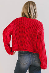 Janelle Knit Cardigan in Red