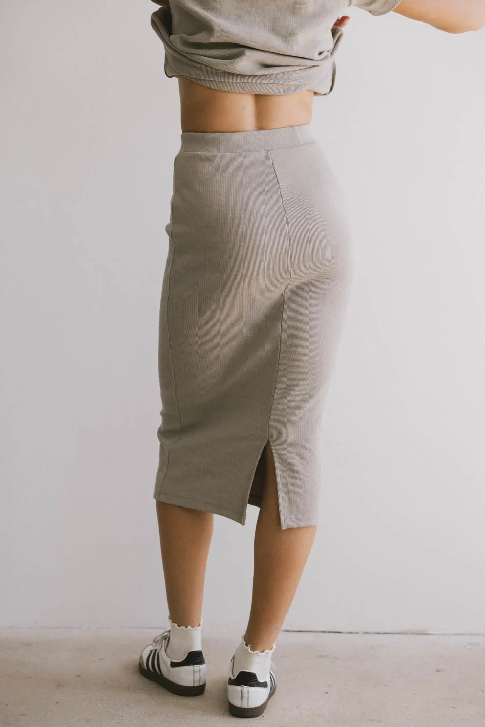 Calais Ribbed Skirt in Taupe - FINAL SALE