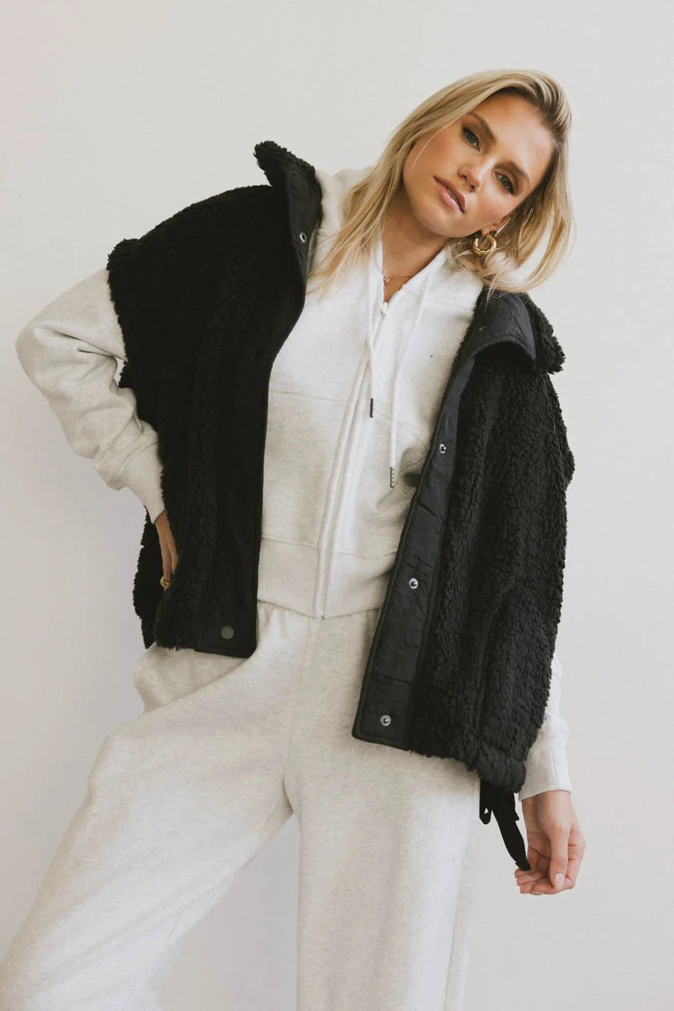 Johanna Sherpa Vest in Black