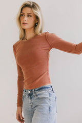 Lexie Ribbed Top in Red