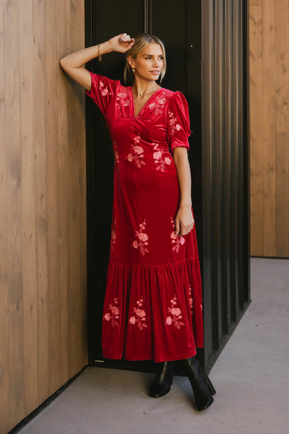 Ratana Velvet Floral Maxi Dress