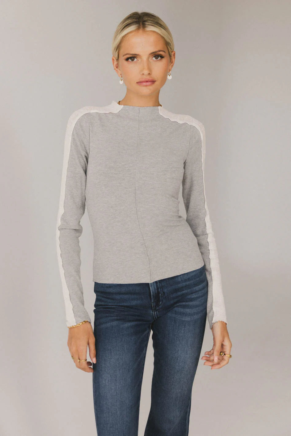 Cleo Ribbed Top in Grey