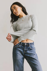 Azizi Ribbed Top in Dusty Blue