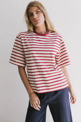 Freddie Striped Tee in Red