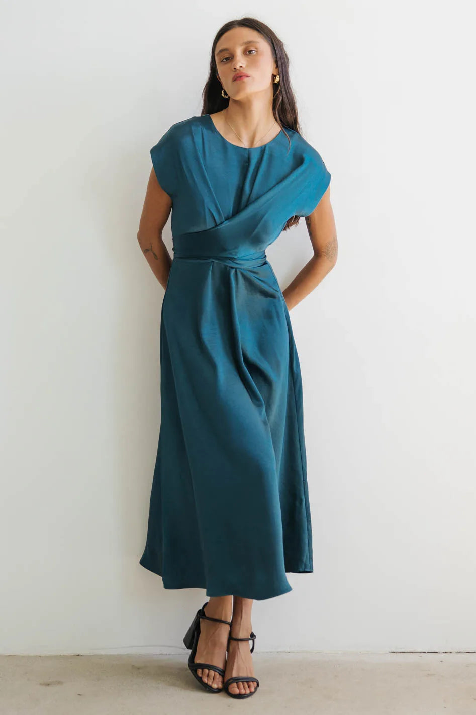 Rosalind Midi Dress in Teal