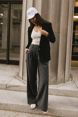 Reese Striped Slacks in Charcoal - FINAL SALE