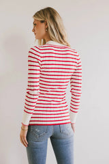 Harrison Striped Collared Top in Red