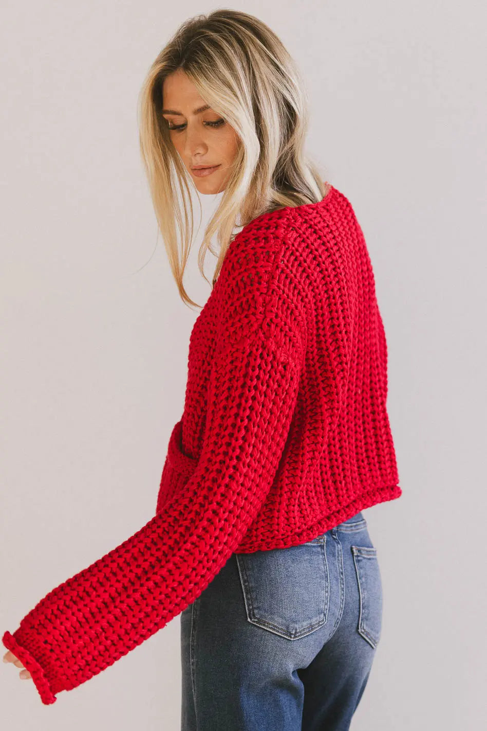 Janelle Knit Cardigan in Red