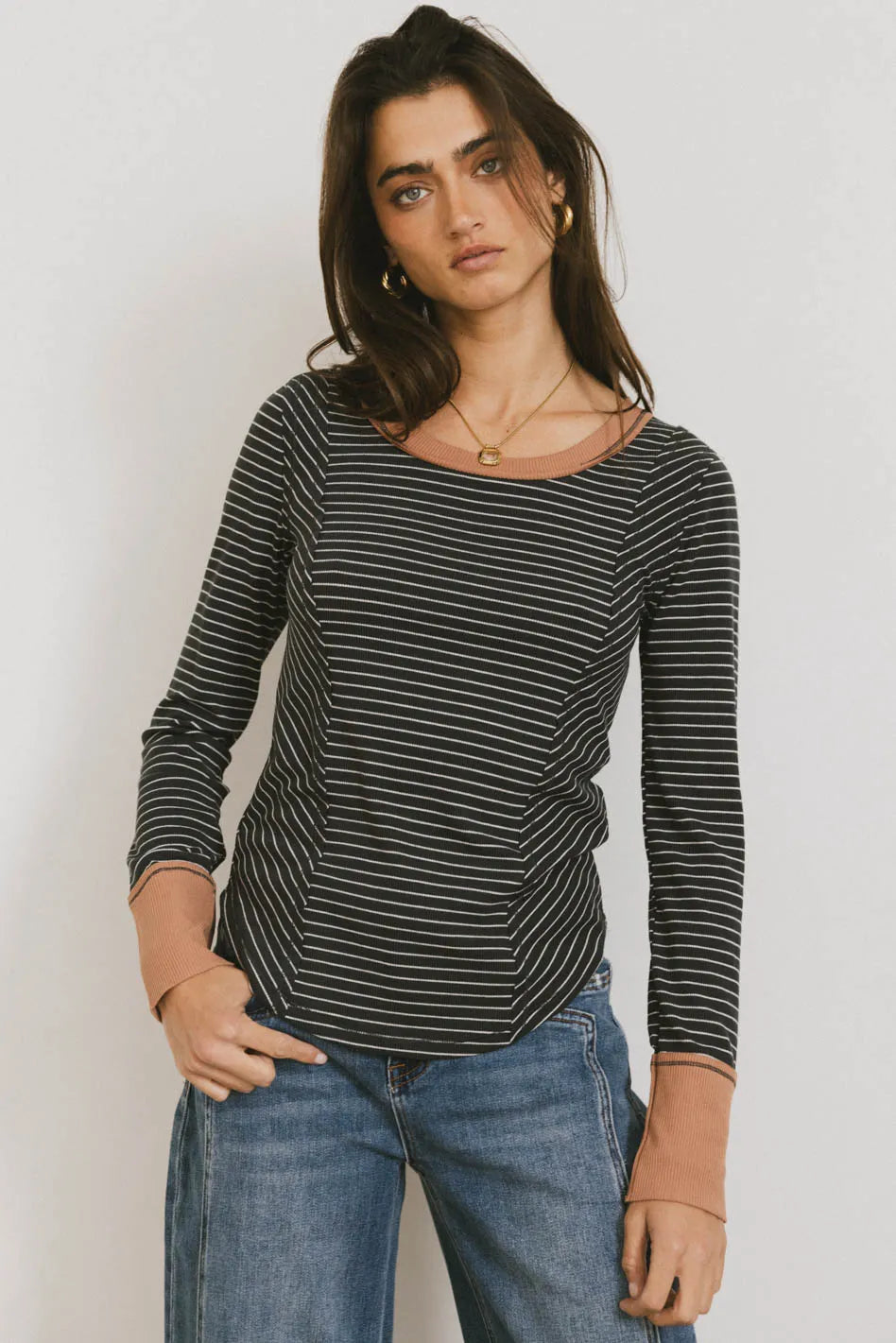 Alexandra Striped Top in Slate