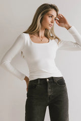 Polly Scoop Neck Top in Ivory