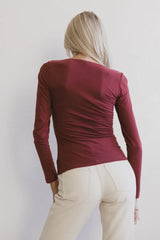 Tatiana Scoop Neck Top in Burgundy