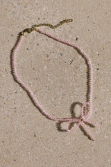 Beaded Bow Choker in Pink