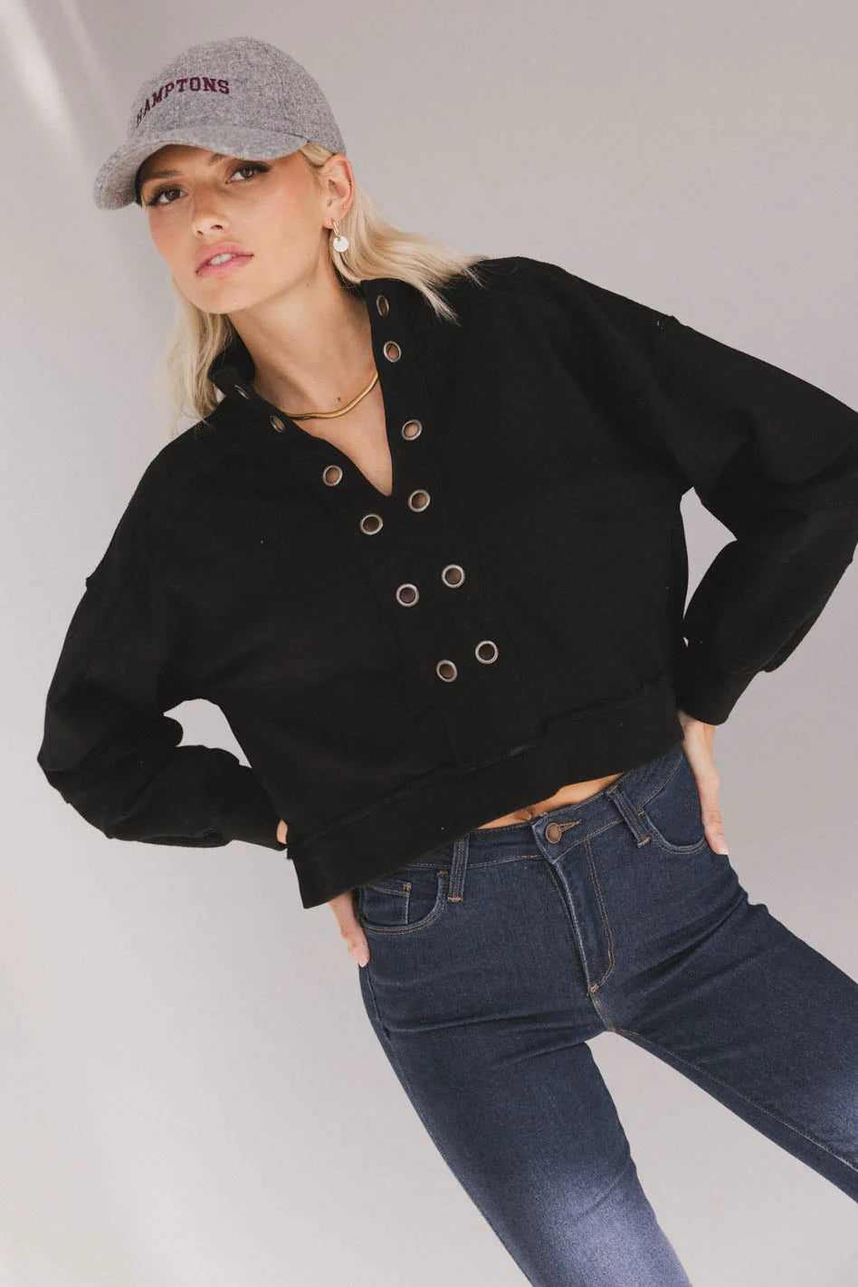 Maxfield Grommet Top in Black