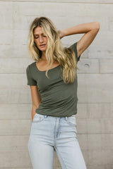 Scoop Neck Tee in Charcoal - FINAL SALE