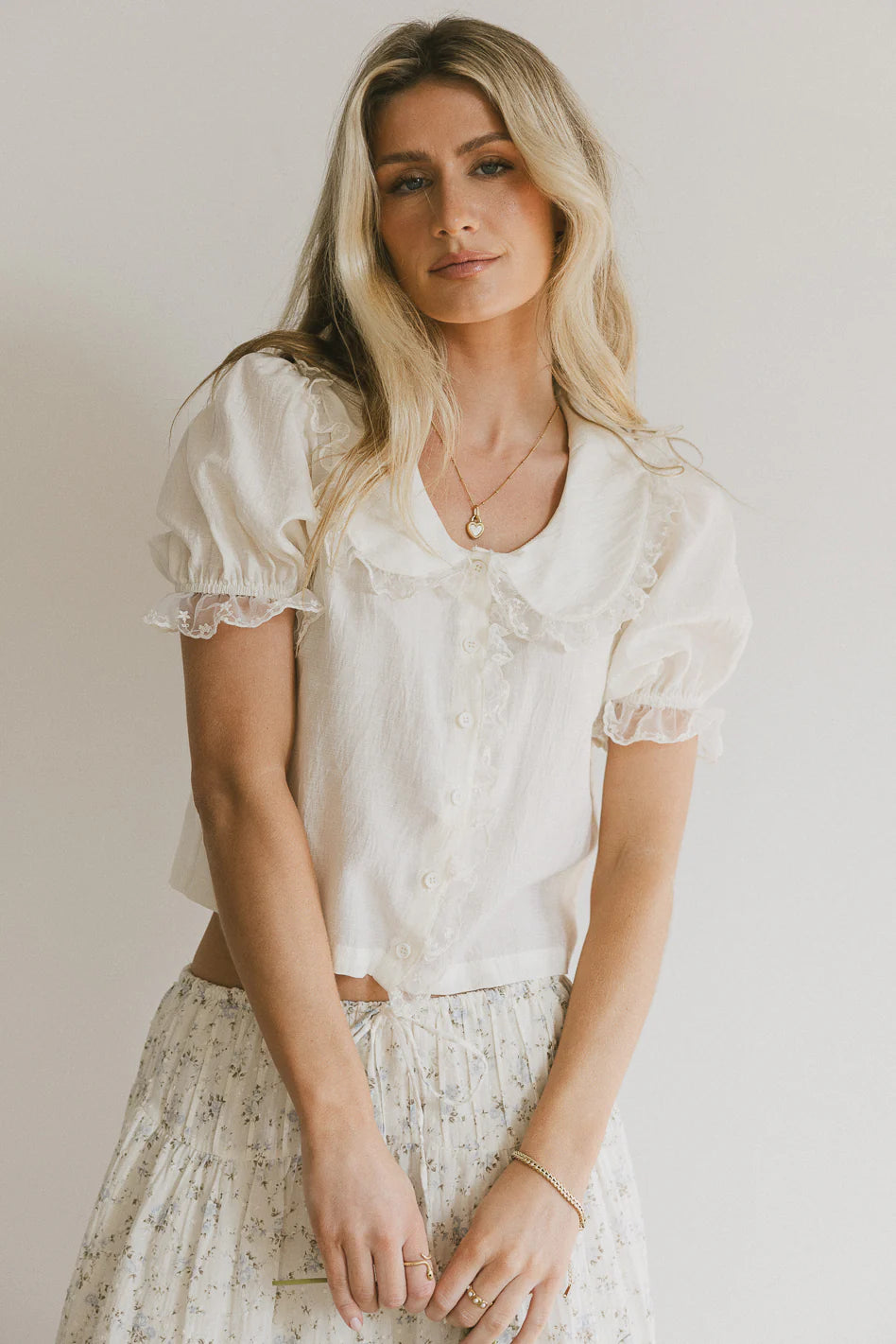 Sophia Lace Trim Blouse