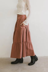 Luna Tiered Maxi Skirt in Mauve