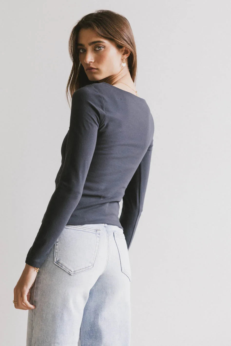 Kendra Basic Top in Charcoal