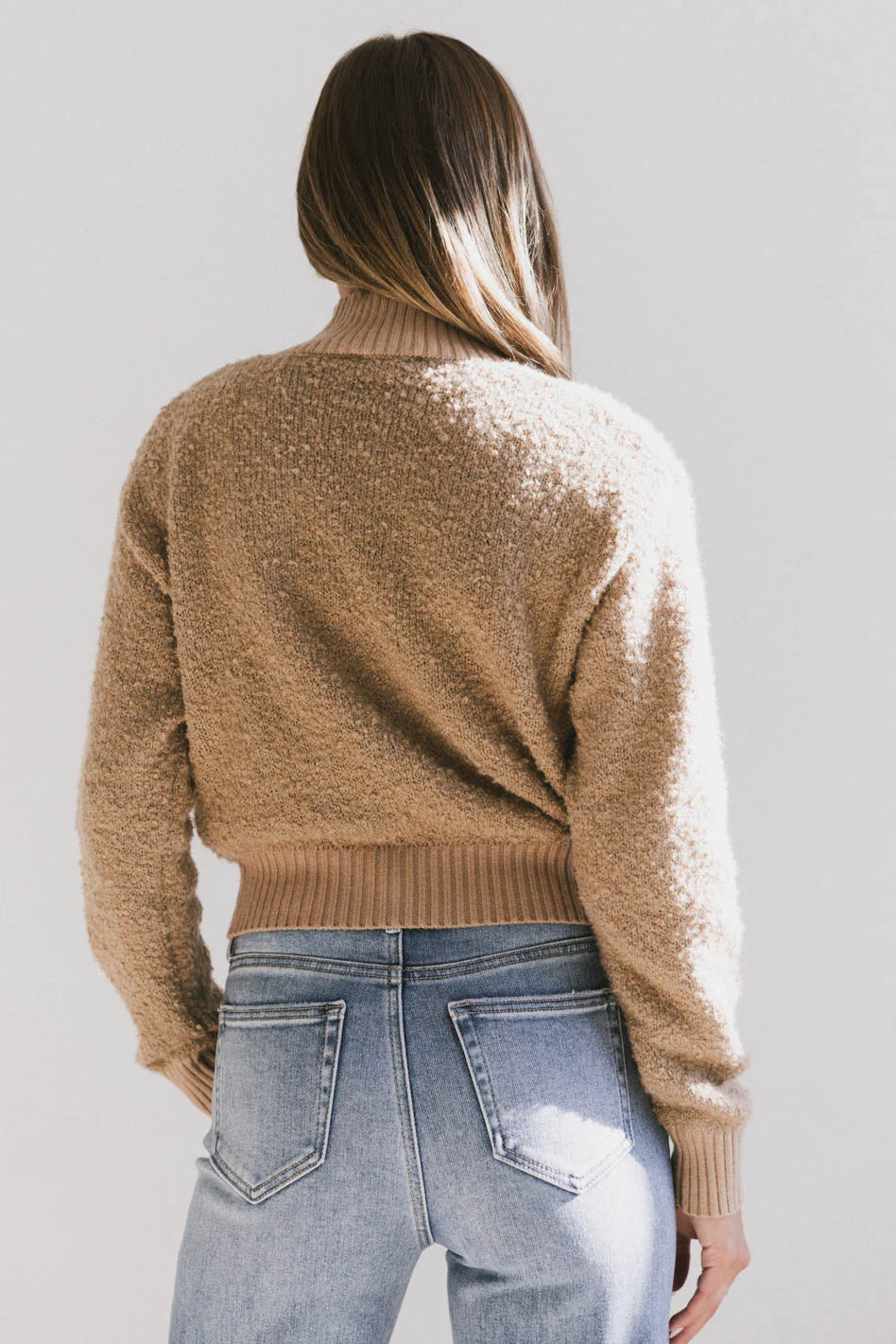 Eloise Mock Neck Sweater in Taupe