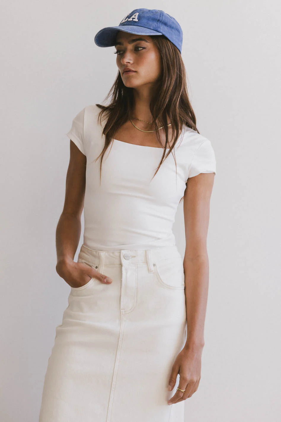 Irene Square Neck Top in Ivory