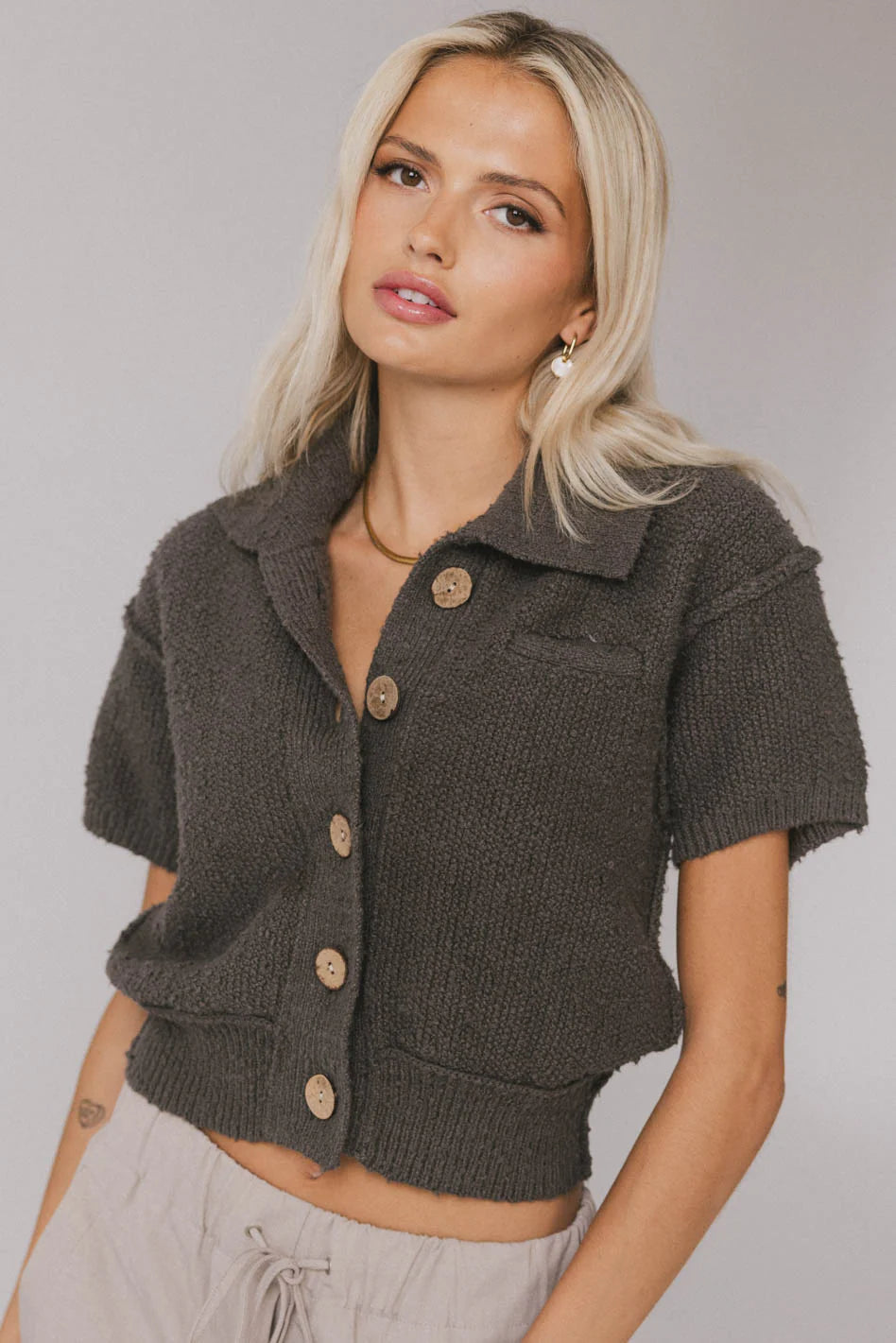 Hayes Knit Cardigan in Charcoal