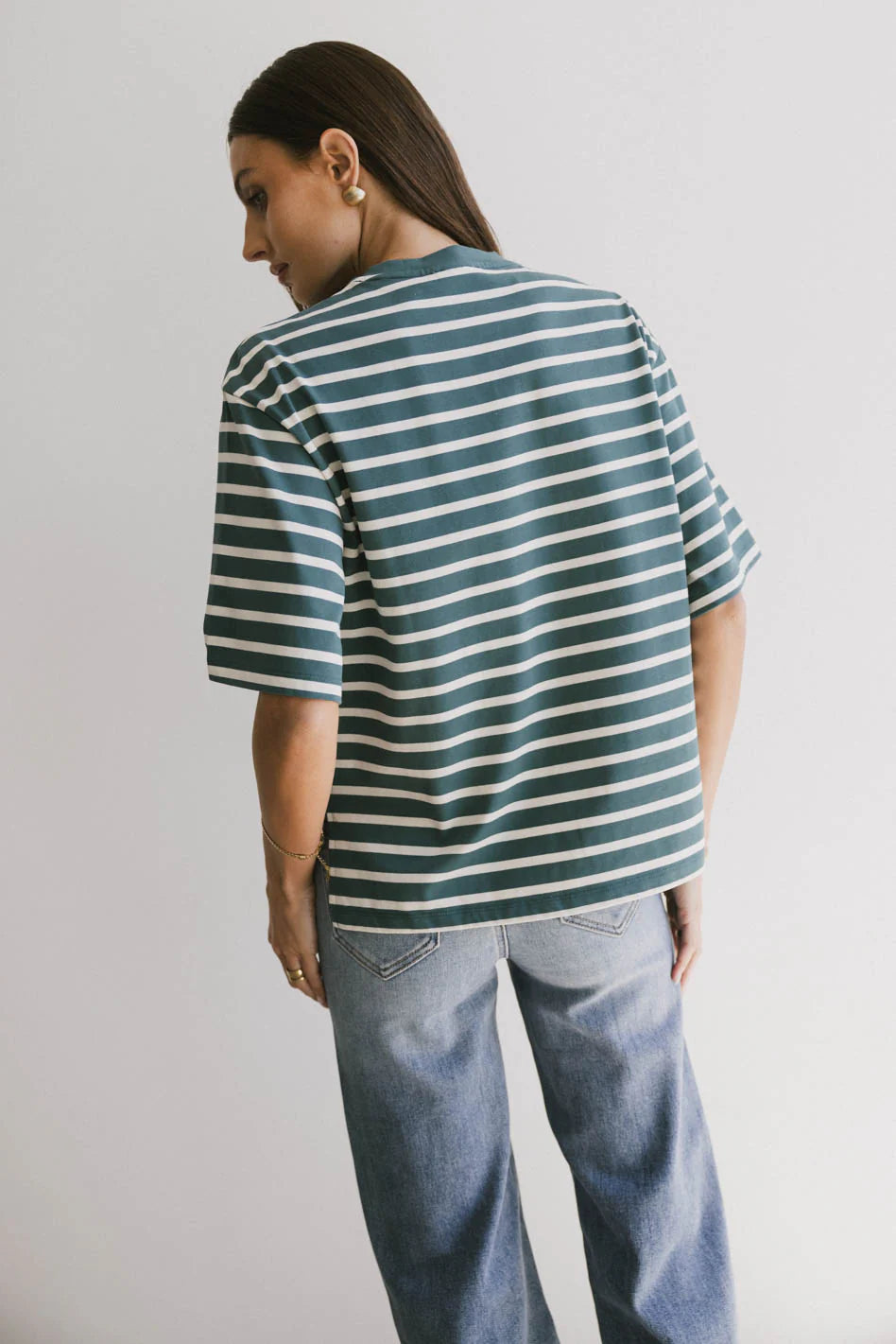 Freddie Striped Tee in Teal