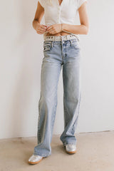 Cierra Double Waisted Wide Leg Jeans