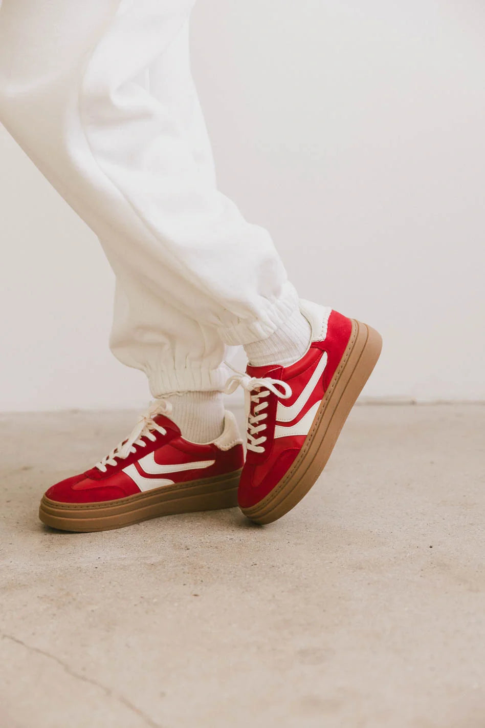 Steve Madden Dodge Platform Sneakers in Red