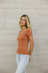 Scoop Neck Tee in Rust - FINAL SALE