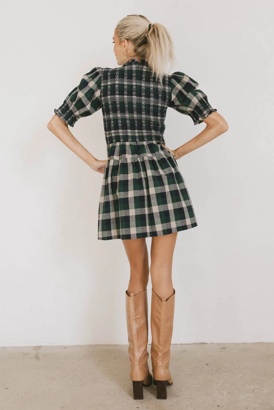 Emmett Plaid Smocked Mini Dress