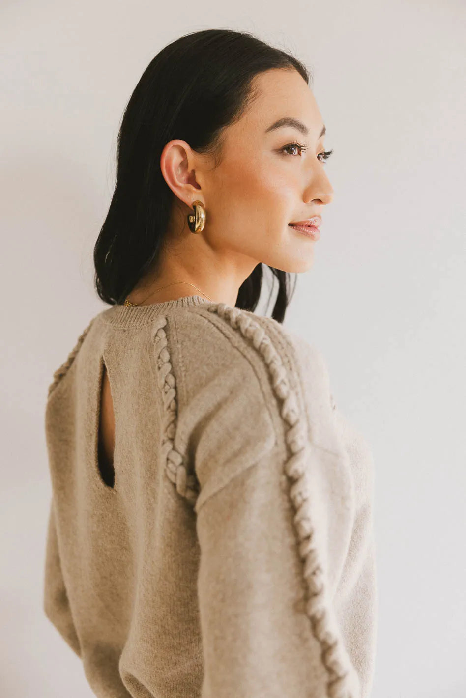 Leony Braided Sweater in Oatmeal