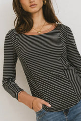 Alexandra Striped Top in Slate