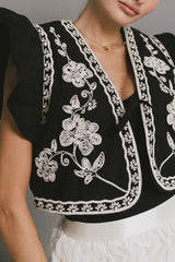 Damaris Embroidered Vest in Black