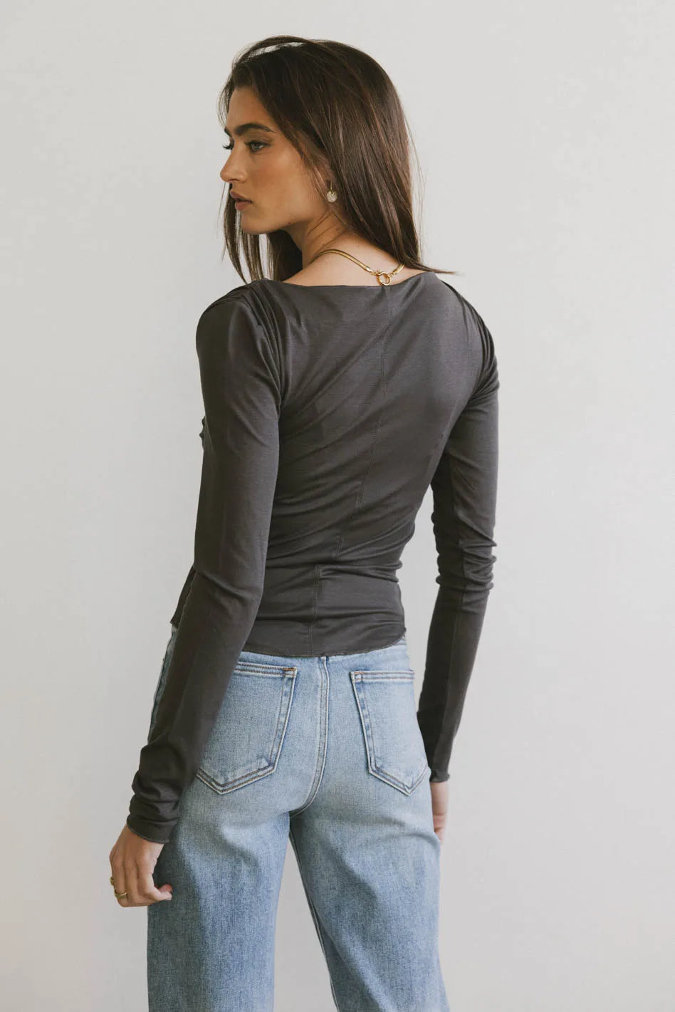 Bianca Ruched Top in Charcoal