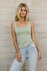 Scoop Neck Tank in Sage - FINAL SALE