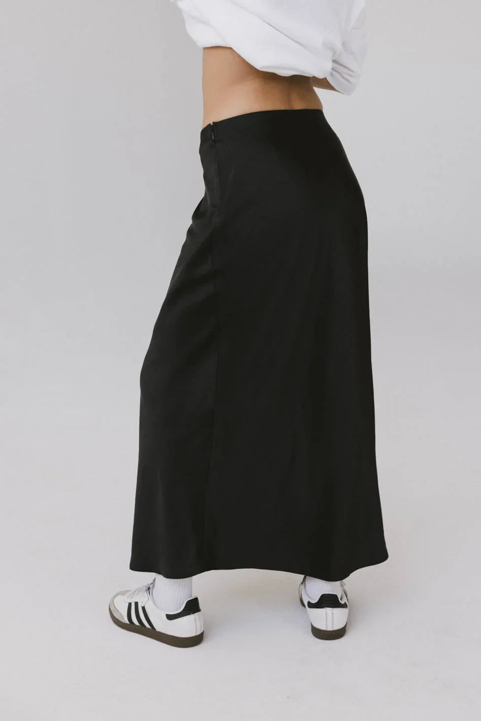 Preston Satin Skirt in Black - FINAL SALE