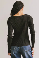 Gemma Sheer Ribbed Top in Black