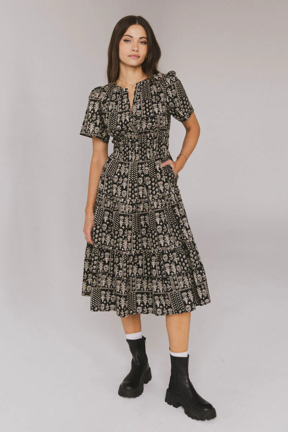 Sandra Smocked Waist Midi Dress