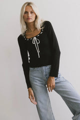 Swenn Ribbed Top in Black